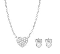 Sofia Milani - Set da 2 pezzi da donna con collana e orecchini a lobo in argento 925 - Motivo a cuore con zirconi - Collezione BeYou