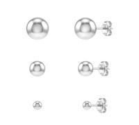 Sofia Milani - Set di 3 orecchini da donna in argento 925 - design a sfera, Argento sterling