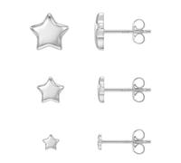 Sofia Milani - Set di 3 orecchini da donna in argento 925 - design a stella, Argento sterling