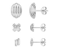 Sofia Milani - Set di 3 paia di orecchini da donna in argento 925 - design a cupola, Argento sterling