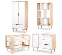 SOFIE - Set per camera da letto, cassettiera, armadio, libreria + letto | Stile scandinavo, letto regolabile su 3 livelli, piano di cambio rimovibile e ampio spazio di archiviazione. Materasso non