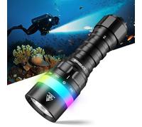 Sofirn SD08 Torcia Subacquea Professionale da 3200 Lumen, Super Luminosa con Anello LED di Posizionamento, 4 Modalità, Tenuta Stagna IPX8 per Immersioni Notturne, Fotografia Subacquea e Uso Quotidiano