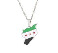 Sofisticata collana con ciondolo a forma di mappa della Siria, accessorio unico, trasparente, con dettagli a forma di mappa, gioielli alla moda per gioielli da collo quotidiani, Misura unica, come
