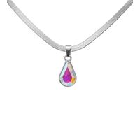 Sofisticata collana con ciondolo a goccia d'acqua in cristallo per donne e ragazze in acciaio inossidabile girocollo gioielli distintivi gioielli in acciaio inossidabile, green crystal, come descritto