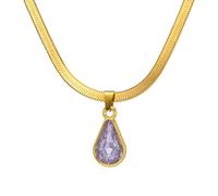 Sofisticata collana con ciondolo a goccia d'acqua in cristallo per donne e ragazze in acciaio inossidabile girocollo gioielli distintivi gioielli in acciaio inossidabile, blue crystal, come descritto