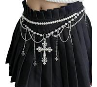 Sofisticata lunga cintura in metallo con perle finte con nappe per le donne catena versatile per migliorare qualsiasi outfit gioielli alla moda, Misura unica, come descritto, come descritto