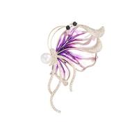 Sofisticata spilla a farfalla con strass perle finte spilla alla moda accessorio abbigliamento vestito gioielli elegante spilla per le donne, Misura unica, come descritto