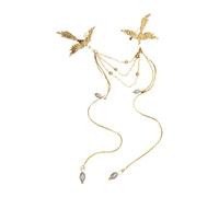 Sofisticata spilla a forma di fenici con frangia fluente e perle delicate nappe lunghe spilla accessorio da sposa spilla lunga frangia, Misura unica, come descritto