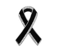 Sofisticata spilla a forma di nastro classica nera per la consapevolezza spilla per abbigliamento aziendale occasioni speciali elegante accessorio a nastro, Misura unica, come descritto