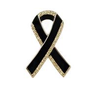 Sofisticata spilla a forma di nastro classica nera per la consapevolezza spilla per abbigliamento aziendale occasioni speciali elegante accessorio a nastro, Misura unica, come descritto