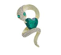 Sofisticata spilla a forma di serpente con cuore smeraldo e zircone verde cristallo zodiacali gioielli anno spilla accessorio spilla buona fortuna