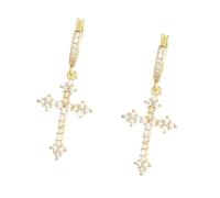 Sofisticati orecchini con piccole croci CZ Eleganti orecchini a cerchio con diamanti intarsiati con croci Ciondolo per donne alla accessorio a cerchio per l ' orecchio