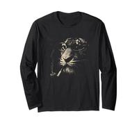 Sofisticato Leone con Occhiali Fumo Pipa Vintage Art Maglia a Manica