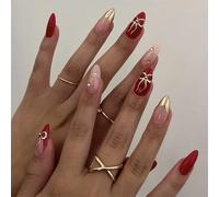Sofisticato Mandorla Unghie Finte Con Archi 3D Unghie Decors Stick On Nails Full Covers Unghie Artificiali Per Festa di Nozze