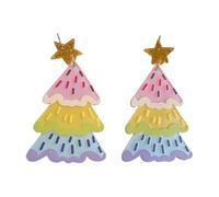 Sofisticato Orecchio Gioielli A Forma di Albero Di Natale Orecchini Orecchini Colorati Texture Acrilica Per Gli Amanti Della Moda Presente Colorato Acrilico, Misura unica, come descritto, come