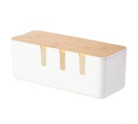 Sofisticato organizer per cavi in legno che protegge dall'accumulo di polvere offrendo un aspetto pulito al tuo setup (bianco)