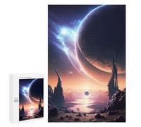 Sofisticato Puzzle Per Adulti 1000 PCS Overlap Planets Landscape Puzzle Per Adulti Giochi Relax Difficile Sfida Esigente Risolvere 1000 PCS