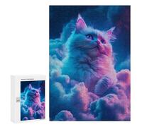 Sofisticato Puzzle Per Adulti 300 PCS Cute White Night Cat Puzzle Per Adulti Giochi Di Rilassamento Difficile Sfida Esigente Risolvere 300 PCS
