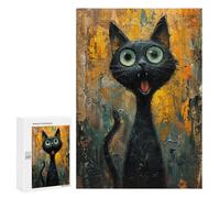 Sofisticato Puzzle Per Adulti 300 PCS Screaming Black Cat Puzzle Per Adulti Giochi Relax Difficile Sfida Esigente Risolvere 300 PCS