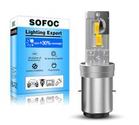 SOFOC BA20D Lampadina Led S2 500% Più Luminosa Dell'Alogeno Faro Anabbagliante Per Moto/Auto Giallo DC 12V-18V 60W 4000Lm Design Con Fascio Alto E Basso 1Pcs