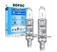 SOFOC H1 Bulb P14.5S 12V 100W Warm White 5000K Fari 1500Lm Luminosità +30% Fanali Antinebbia Luce Diurna Anti-Abbagliamento Alogena 2pcs