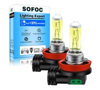 SOFOC H11 12V 55W Halogen Bulb 1800+LM Yellow Fog Light Headlight & Low Beam Light Replacement Single Filament PGJ19-2 2Pezzi