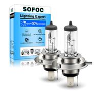 SOFOC H19 12V 60/55W Lampada Alogena 1700LM 4300K Bianco Caldo Doppio Filamento per Moto Auto & Off-Road Luce Abbagliante/Anabbagliante Fendinebbia 2 Pezzi