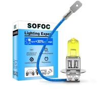 SOFOC H3 Bulb PK22S 12V 100W Giallo Chiaro 4000K Fari Ventilatore Auto Fanali Anteriori Antinebbia 1500Lm Luminosità +30% Sostituzione Diretta Alogena 2pcs