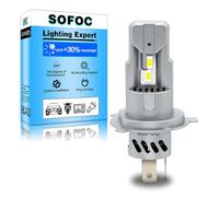SOFOC H4/9003/HB2 LED Headlight P43T 7000LM 500% Brighter White with Cooling Fan Canbus Ready 43mm Diameter 3 Pin Base DC 12V 24V Hi/Lo Beam 1Pcs