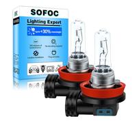 SOFOC H9 12V 65W Halogen Bulb 2000LM Warm White Fog Light Headlight & High/Low Beam Light Replacement Single Filament PGJ19-5 2Pezzi
