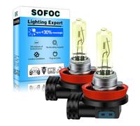 SOFOC H9 12V 65W Halogen Bulb 2000LM Yellow Fog Light Headlight & High/Low Beam Light Replacement Single Filament PGJ19-5 2Pezzi