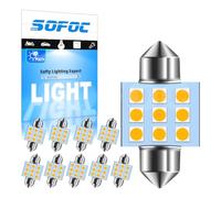 SOFOC LED Festoon Bulb 31MM Warm White 12V AC/DC per luce interna auto, plafoniera, luce di cortesia, lampada mappa, luce targa 10Pcs
