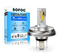 SOFOC P45T Lampadina R2 Led 500% Più Luminosa Dell'Alogeno Faro Anabbagliante Per Moto/Auto Giallo DC 12V-18V 60W 4000Lm Design Con Fascio Alto E Basso 1Pcs