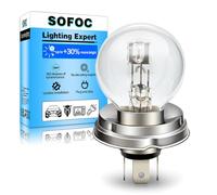 SOFOC P45T R2 6V 45/40W Lampada alogena per moto, auto d’epoca e trattore G40 Bianco caldo Anabbagliante/Abbagliante 3 poli Flangia prefocalizzata 1 pcs