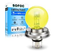 SOFOC P45T R2 6V 45/40W Lampada alogena per moto, auto d’epoca e trattore G40 Giallo Anabbagliante/Abbagliante 3 poli Flangia prefocalizzata 1 pcs