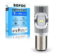 SOFOC S2 BA20D Lampadina LED per Faro Moto/Auto Bianco Freddo 6500K 6V 12V 24V Compatibile con 6-30V AC/DC 2000LM 300% Più Luminosa dell'Alogena Anabbagliante/Abbagliante 2SMD 1pcs