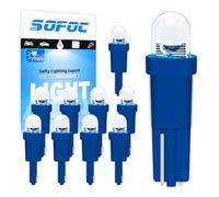 SOFOC T5 Lampadina LED per Quadro Strumenti Blu 6V 12V DC per Cruscotto Auto & Pannello Controllo Aeronave W3W 2721 27 37 73 286 Base Cuneo 10Pcs