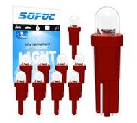 SOFOC T5 Lampadina LED per Quadro Strumenti Rosso 6V 12V DC per Cruscotto Auto & Pannello Controllo Aeronave W3W 2721 27 37 73 286 Base Cuneo 10Pcs