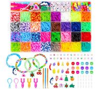 Sofore Elastici per Braccialetti, 2500+ Kit Braccialetti Elastici Colorati per Bracciale Loom Bands Kit 40 griglia fai da te Bambina Elastici di Gomma Bracciale Giochi Ragazza
