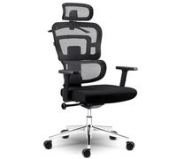 Sofotel Sedia da scrivania ergonomica, girevole, regolabile, poggiatesta, supporto lombare, braccioli, SoftUp Gas Lift SoftSwing, sedia da studio Nicea, nera