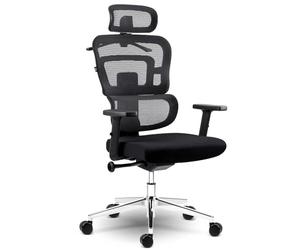 Sofotel Sedia da scrivania ergonomica, girevole, regolabile, poggiatesta, supporto lombare, braccioli, SoftUp Gas Lift SoftSwing, sedia da studio Nicea, nera