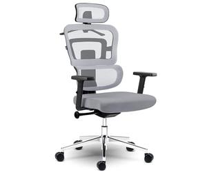Sofotel Sedia da scrivania ergonomica, girevole, regolabile, poggiatesta, supporto lombare, braccioli, SoftUp Gas Lift SoftSwing, sedia da studio Nicea, grigio