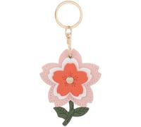 SOFPLATE 1 portachiavi Airtag con Ciondolo A Forma di Fiore per Zaino A Forma di Fiore di Ciliegio Rosso Rosa Primavera Natura Floreale In Lega con Anello Diviso In Pelle per Portachiavi Borse Borsett