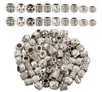 SOFPLATE 1 Scatola 10 Stili 100 Pezzi Perline in Argento co Perline in Argento Vintage Sfuse in Metlega Tibetano Europeo Distanziatori A Foro per La Creazione di Gioielli Braccialetti Coll