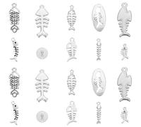 SOFPLATE 1 scatola 100 pezzi 10 stili Ciondoli A Forma di Lisca di Pesce Ciondoli A Forma di Scheletro di Pesce In Lega D'Argento Metlega Cavo co Natura Oceano Animali Pendenti per La Creazione di Gio