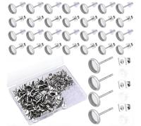 SOFPLATE 1 Scatola 100 Pezzi 8Mm Orecchini Cabochon Orecchini A Perno con Castone Orecchini A Bottone In Acciaio Inossidabile Ipoallergenici con Dado per Orecchie Argento Piatti Rotondi Vuoti Perni pe