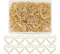SOFPLATE 1 scatola 100 pezzi Fermagli per Carta A Forma di Cuore Fermagli per Carta Dorati Graziosi Cuori D'Amore A Forma di Metlega Fermagli per Carta Da Diario Fermagli per Raccoglitori Segnalibri p