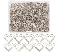 SOFPLATE 1 scatola 100 pezzi Mini Fermagli per Carta A Forma di Cuore Argentato Fermagli per Carta Carini A Forma di Cuore In Metlega Fermagli per Carta Da Diario Segnalibri per L'Ordinamento Dei Docu