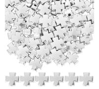 SOFPLATE 1 scatola 100 pezzi Perline di Croce In Argento Antico Perline Distanziatrici A Croce di Pasqua Minuscole Crocifissi Rosari Distanziatori In Metlega Tibetani 8 x 7.5mm Perline di Croci per La
