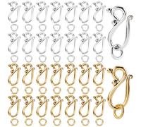SOFPLATE 1 Scatola 100 Set 2 Colori Chiusure Ad Anello con Gancio A S Gioielli Ganci A S con Anelli di Congiunzione Oro Argento Connettori A Levetta Tibetani Chiusure per Bracciali e Accessori per La